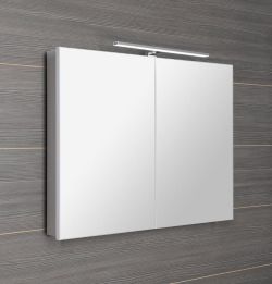 GRETA szafka z lustrem, oświetlenie LED, 100x70x14cm, biała mat