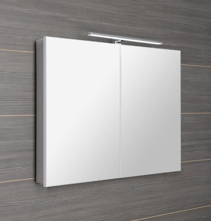 GRETA szafka z lustrem, oświetlenie LED, 100x70x14cm, biała mat