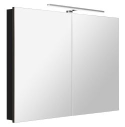 GRETA szafka z lustrem, oświetlenie LED, 100x70x14cm, czarna mat