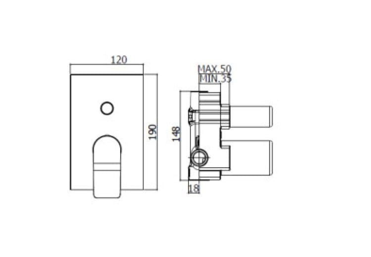 Bateria prysznicowa 2-drożna Paffoni Tilt TI015CR chrom