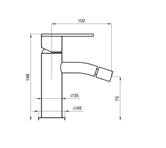 Bateria bidetowa 15 cm z korkiem Filo Inox Emmevi 85004INOX