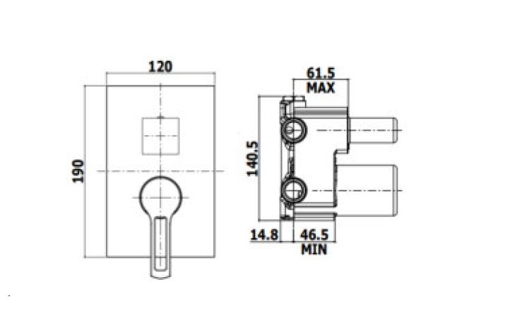 Bateria prysznicowa podtynkowa 2-drożna z przełącznikiem mechanicznym Paffoni Ringo RIN018
