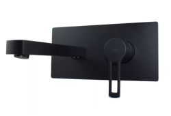 Bateria umywalkowa podtynkowa z wylewką 24 cm czarny mat bez korka Paffoni Ringo RIN106NO