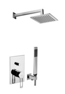 Zestaw natryskowy podtynkowy z deszczownicą kwadratową 20x20 cm, baterią 2-drożną podtynkową i słuchawką prysznicową Paffoni Ringo RIN015ZSC3A chrom