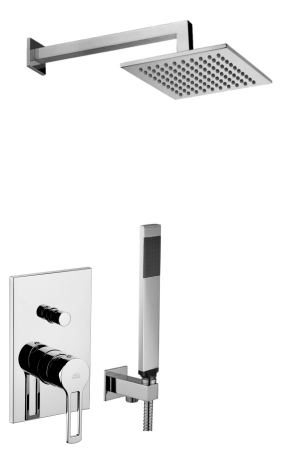 Przejdź do produktu Zestaw natryskowy podtynkowy z deszczownicą kwadratową 20x20 cm, baterią 2-drożną podtynkową i słuchawką prysznicową Paffoni Ringo RIN015ZSC3A chrom