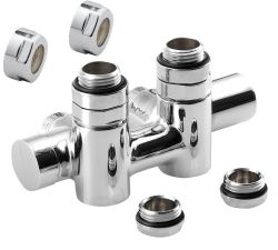 TWIN COMBI zestaw przyłączeniowy zespolony, prawy, rozstaw 50mm, chrom