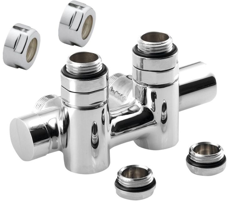 TWIN COMBI zestaw przyłączeniowy zespolony, prawy, rozstaw 50mm, chrom