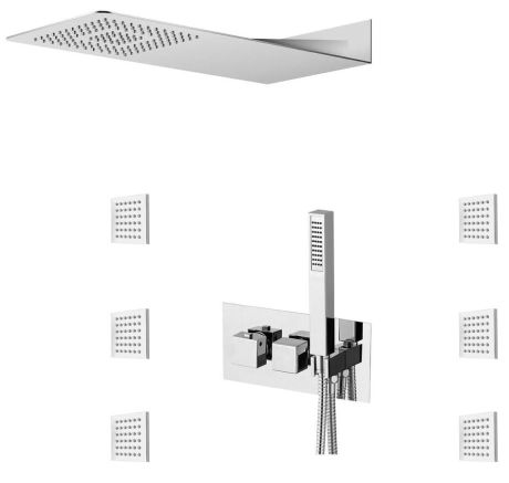 Przejdź do produktu LATUS zestaw natryskowy, bateria prysznicowa termostatyczna podtynkowa, 3 wyjścia, chrom