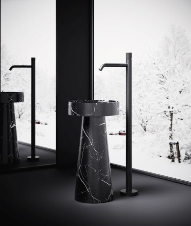 Przejdź do produktu Czarna bateria wannowa wolnostojąca 93,7 cm ze słuchawką prysznicową kompletna Paffoni Joker JO032NO