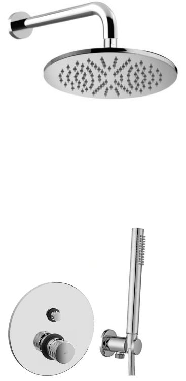 Zestaw natryskowy podtynkowy z deszczownicą okrągłą 22,5 cm, baterią 2-drożną podtynkową i słuchawką prysznicową Paffoni Jo-Joker JO015ZSC2ACR chrom