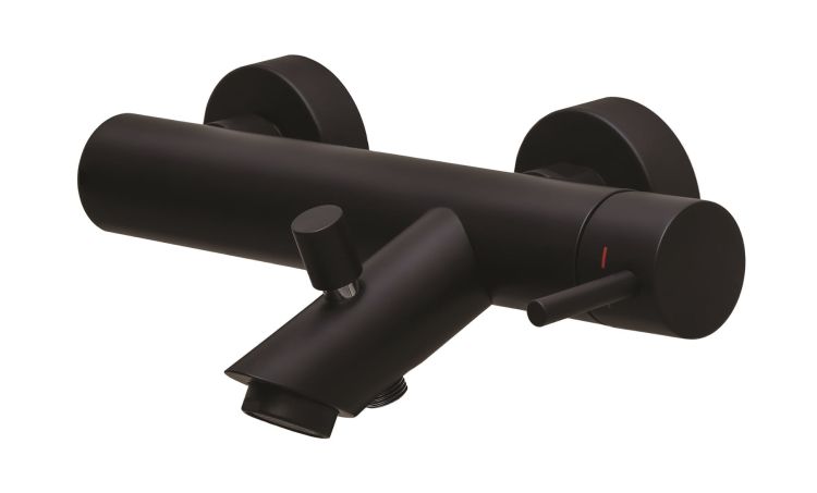 Bateria wannowa ścienna z wylewką czarny mat Paffoni Light LIG022NO