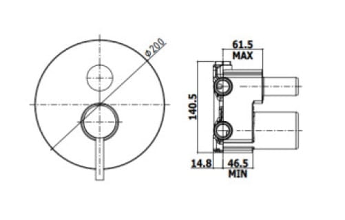 Bateria prysznicowa podtynkowa 2-drożna z przełącznikiem mechanicznym czarny mat Paffoni Light LIG018NO