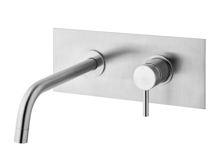 Bateria umywalkowa podtynkowa z wylewką 17,8 cm 1-uchwytowa zintegrowana Paffoni Light LIG105ST stal szczotkowana