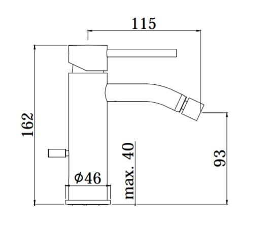 Bateria bidetowa 16,2 cm z korkiem Paffoni Light czarny mat LIG131KNO