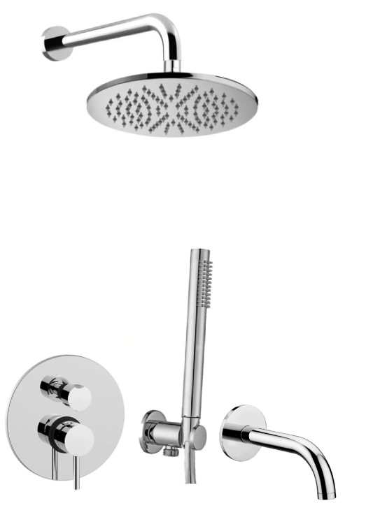 Komplet natryskowo-wannowy z baterią prysznicową, deszczownicą 22,5 cm i wylewką 17,8 cm Paffoni Light LIG019ZSCW3ACR chrom