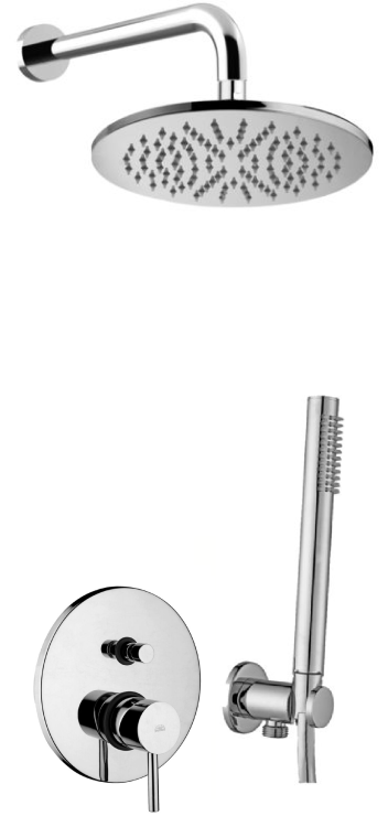 Komplet natryskowo-wannowy z baterią dwufunkcyjną i deszczownicą 22 cm Paffoni Light LIG015ZSC2ACR chrom