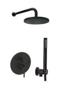Komplet natryskowo-wannowy czarny mat z baterią dwufunkcyjną i deszczownicą 22,5 cm Paffoni Light LIG018ZSC2ANO