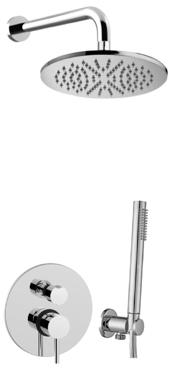 Komplet natryskowo-wannowy z baterią dwufunkcyjną i deszczownicą 22,5 cm Paffoni Light LIG018ZSC2ACR chrom