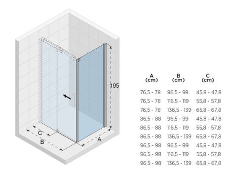 Przejdź do produktu Kabina prysznicowa 120x100 cm z drzwiami przesuwnymi Riho Ocean O203 G006019120 chrom prawa