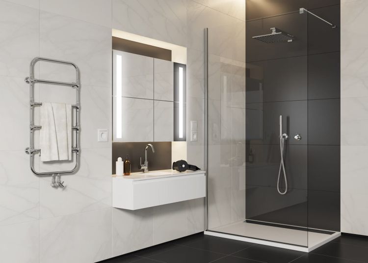 Ścianka prysznicowa wolnostojąca 80x225 cm Sanswiss Walk-In Easy STR4PX0805007 chrom połysk