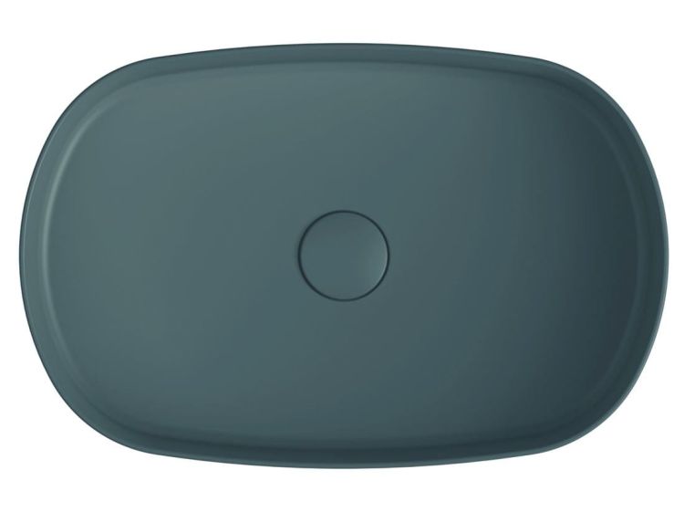 INFINITY OVA umywalka ceramiczna nablatowa 55x36 cm, mat zielony Petrol
