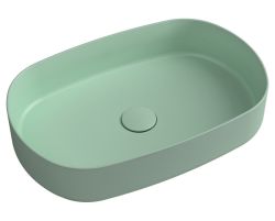 INFINITY OVA umywalka ceramiczna nablatowa 55x36 cm, matowy zielony Mint