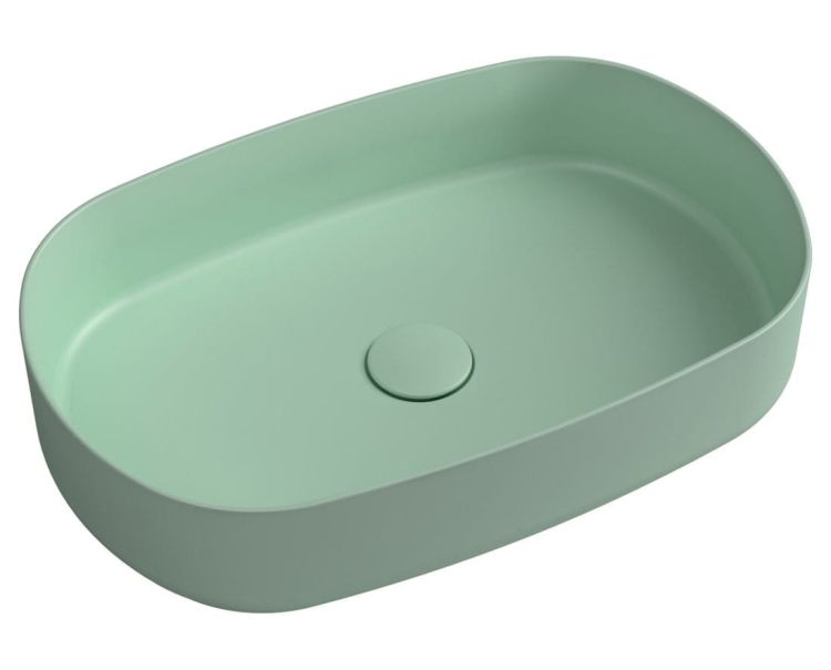 INFINITY OVA umywalka ceramiczna nablatowa 55x36 cm, matowy zielony Mint