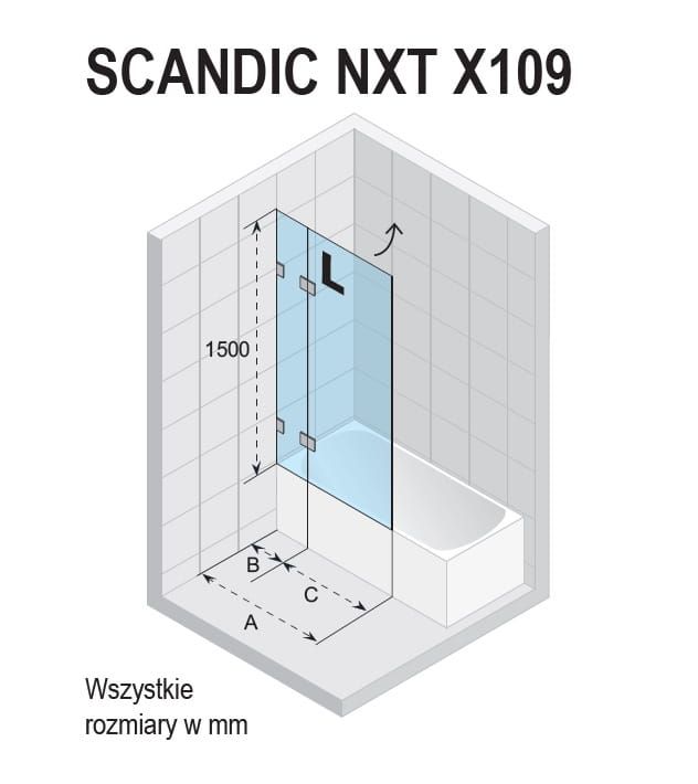 Parawan nawannowy z elementem stałym Riho Scandic NXT X109