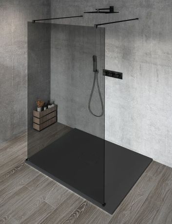 Przejdź do produktu VARIO BLACK jednoczęściowa kabina przysznicowa Walk-In, szkło dymione, 900 mm