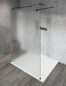 VARIO BLACK kabina modułowa prysznicowa Walk-In, montaż do podłogi, szkło matowe, 1300 mm