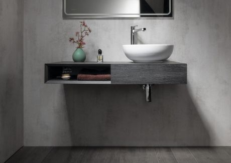 Przejdź do produktu MORIAN szafka umywalkowa 100x14x48cm, dąb czarny, prawa