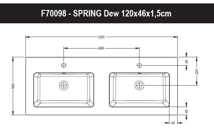 Umywalka naszafkowa marmurowa 120x46 cm Riho Spring Dew W003005105 biały mat