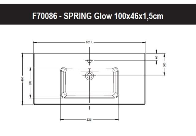 Umywalka naszafkowa prostokątna 100x46 cm Riho Spring Glow W001003005 biały połysk