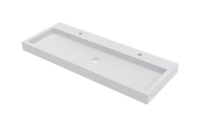 Umywalka naszafkowa marmurowa 120x46 cm z 2 otworami na baterię Riho Spring Vow W004005105 biały mat
