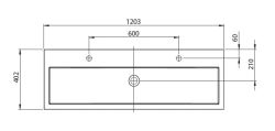 Umywalka naszafkowa marmurowa 120x46 cm z 2 otworami na baterię Riho Spring Vow W004005105 biały mat
