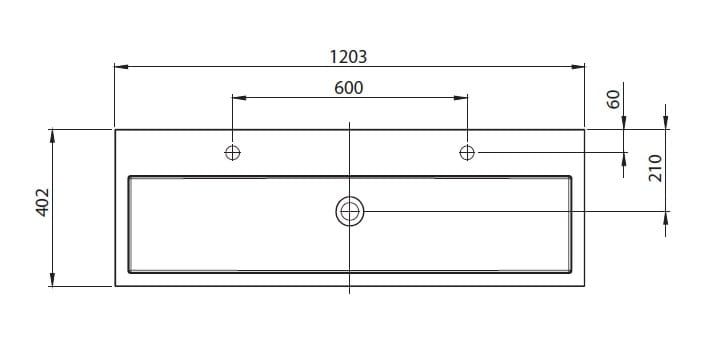 Umywalka naszafkowa marmurowa 120x46 cm z 2 otworami na baterię Riho Spring Vow W004005105 biały mat