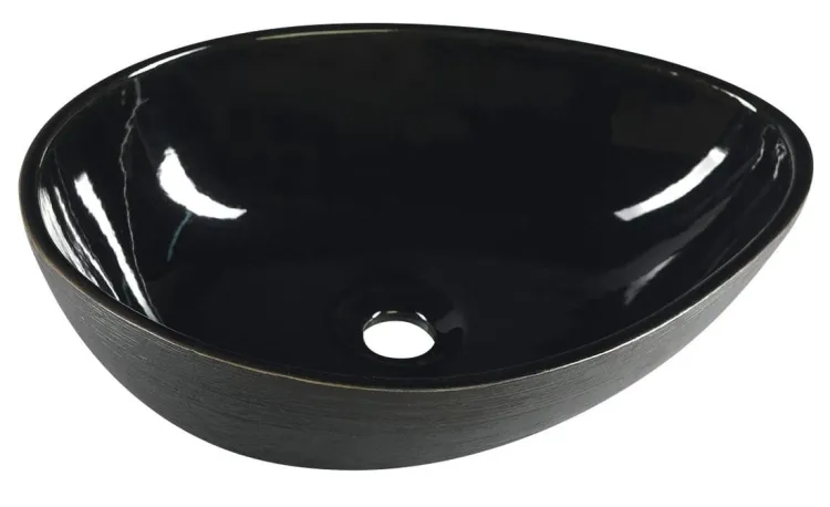 PRIORI  Umywalka ceramiczna nablatowa,51x38 cm, czarny