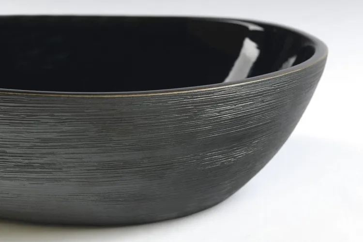 PRIORI  Umywalka ceramiczna nablatowa,51x38 cm, czarny