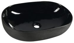 PRIORI umywalka ceramiczna nablatowa,60x40 cm, czarna