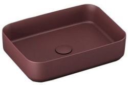 INFINITY RECTANGLE umywalka ceramiczna nablatowa 50x36 cm,  Maroon Red
