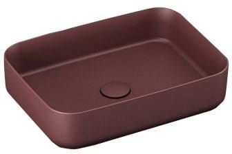 Przejdź do produktu INFINITY RECTANGLE umywalka ceramiczna nablatowa 50x36 cm,  Maroon Red