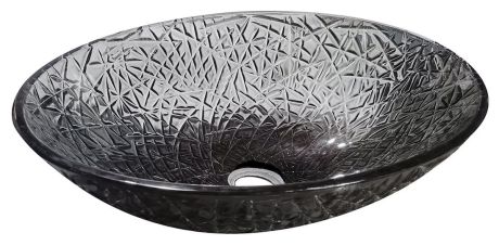 Przejdź do produktu PURUS grawerowana szklana umywalka nablatowa, 50x36cm, czarny