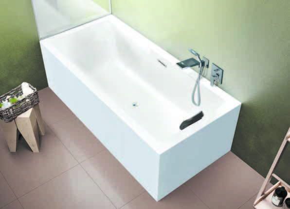 Wanna narożna prostokątna 160x70 cm z akrylową obudową gotowa do montażu Riho Rethink Cubic Plug&Play B104011005 prawa biały