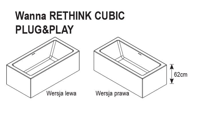 Wanna narożna prostokątna Riho Rethink Cubic - strony