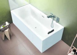 Wanna narożna prostokątna 170x75 cm z akrylową obudową gotowa do montażu Riho Rethink Cubic Plug&Play B105011005 prawa biały