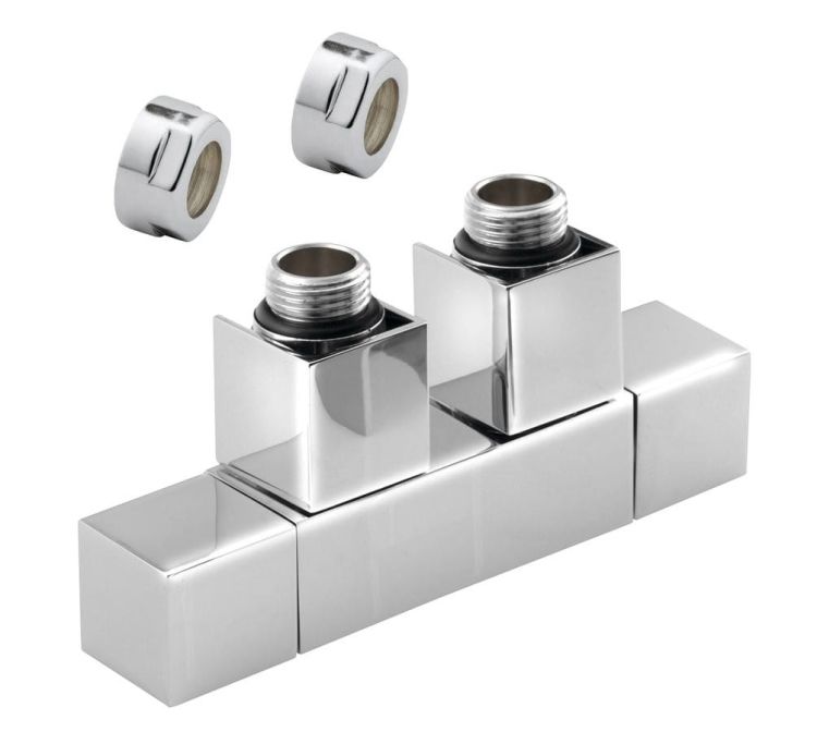 CUBE TWIN zestaw przyłączeniowy zespolony, rozstaw 50mm, chrom