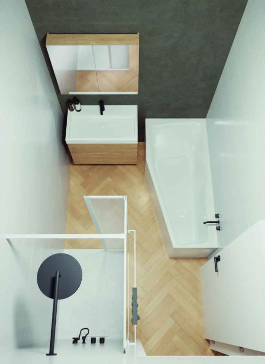 Wanna narożna prostokątna 170x90 cm z akrylową obudową gotowa do montażu Riho Rethink Space Plug&Play B113005005 prawa biały