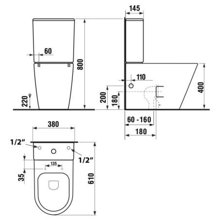 Przejdź do produktu PACO RIMLESS kompakt WC ze spłuczką z deską Soft Close, uniwersalny