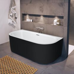 Wanna wolnostojąca 180x84 cm przyścienna z hydromasażem Riho Desire Sparkle B089003220 czarny/biały mat
