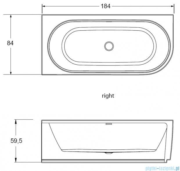 Wanna wolnostojąca narożna 184x84 cm z hydromasażem Sparkle i oświetleniem LED Riho Corner BD05005S1WI1170 biały połysk praw